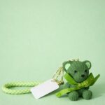 Cute Green Teddy Bear Keychain with Bow | Bag, Purse & Key Holder Charm