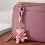 Cute Pink Teddy Bear Keychain with Bow | Bag, Purse & Key Holder Charm - Image 3