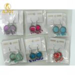 Oxidized Silver Multicolor Stone Drop Earrings with Beaded Fringe - Image 5