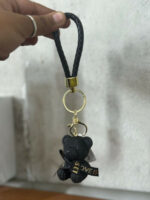 Cute Black Teddy Bear Keychain with Braided Strap Bag Charm - Image 5