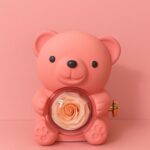 Peach Teddy Bear With Eternal Rose Gift Box | Romantic Love Gift for Her & Couples - Image 2