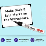 Refillable Whiteboard Black  Marker Pen Set (10 Pcs) – Bold Ink, Easy Erase - Image 4