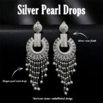 Silver-Tone Pearl Tassel Statement Earrings - Image 4