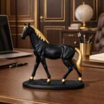 Black Horse Showpiece for Home Decor with Gold Finish - Image 2