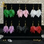 Luxury Multi-Petal Floral Drop Kati Earrings | Handcrafted Matte Finish Statement Earrings in Elegant Pastel & Bold Shades. - Image 5