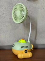 Cute Green Cartoon Desk Fan with LED Night Light & Pencil Sharpener for Kids - Image 5
