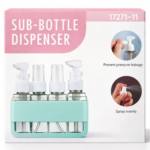 Green Travel Sub-Bottle Dispenser with Pump & Spray Bottles for Toiletries - Image 2