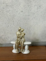 Golden Couple Sitting on Bench Showpiece for Home Decor & Romantic Gifting - Image 4