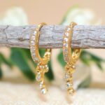 Gold Plated AD Bali Triple Dangler Huggie Hoop Earrings Kan ki Bali Combo Pack of 2