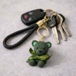 Cute Green Teddy Bear Keychain with Bow | Bag, Purse & Key Holder Charm - Image 2