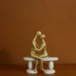 Golden Couple Sitting on Bench Showpiece for Home Decor & Romantic Gifting - Image 2
