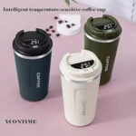Double Wall Vacuum Insulated Coffee Mug with temperature (500ML)