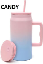 1500 ML Mug with Handle and Straw (Candy color) - Image 2