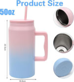 1500 ML Mug with Handle and Straw (Candy color) - Image 7