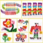 Colorful Wooden Domino Block Set 72 PCS