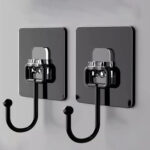 BLACK LARGE ADHESIVE WALL HOOKS HANGER (PACK OF 5) - Image 3