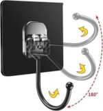 BLACK LARGE ADHESIVE WALL HOOKS HANGER (PACK OF 5) - Image 4