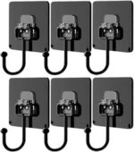 BLACK LARGE ADHESIVE WALL HOOKS HANGER (PACK OF 5) - Image 6
