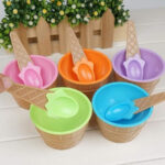 COLORFUL SET OF 6 ICE CREAM BOWL WITH A SPOON