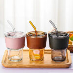 GLASS MUG WITH STRAW AND COVER 400 ML