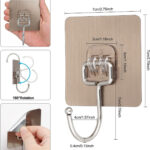 GOLDEN LARGE ADHESIVE WALL HOOKS HANGER (PACK OF 5)