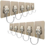 GOLDEN LARGE ADHESIVE WALL HOOKS HANGER (PACK OF 5) - Image 7