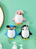 PENGUIN SHAPE WALL MOUNTED TOOTHPASTE HOLDER