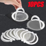 ROUND DISPOSABLE SHOWER DRAIN HAIR CATCHER MESH STICKERS (10 PC) - Image 10