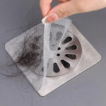 SQUARE DISPOSABLE SHOWER DRAIN HAIR CATCHER MESH STICKERS (10 PC) - Image 4