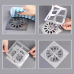 SQUARE DISPOSABLE SHOWER DRAIN HAIR CATCHER MESH STICKERS (10 PC)