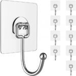 TRANSPARENT LARGE ADHESIVE WALL HOOKS HANGER (PACK OF 5)