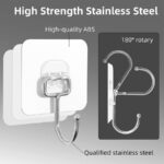 TRANSPARENT LARGE ADHESIVE WALL HOOKS HANGER (PACK OF 5) - Image 2