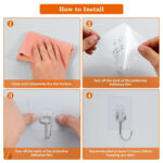 TRANSPARENT LARGE ADHESIVE WALL HOOKS HANGER (PACK OF 5) - Image 12