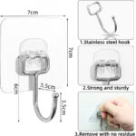 TRANSPARENT LARGE ADHESIVE WALL HOOKS HANGER (PACK OF 5) - Image 4