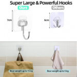 TRANSPARENT LARGE ADHESIVE WALL HOOKS HANGER (PACK OF 5) - Image 6