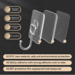 TRANSPARENT LARGE ADHESIVE WALL HOOKS HANGER (PACK OF 5) - Image 7